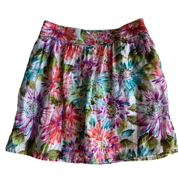 Loft Skirt Floral Print Linen Blend Size 8 - Picture 1 of 3
